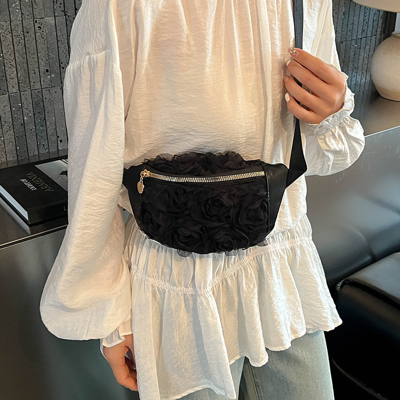2026 nuevo dulce flor de malla bolso de cintura moda simple personalidad mochila de hombro bolso de damas bolso de pecho de encaje
