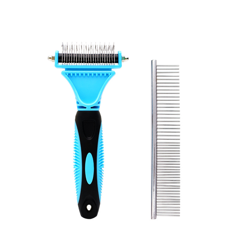 Peine para mascotas, peine de nudo abierto, perro de doble cara, gato, peine de rastrillo de belleza especial para pelo flotante, suministros de cuchillo de nudo abierto al por mayor