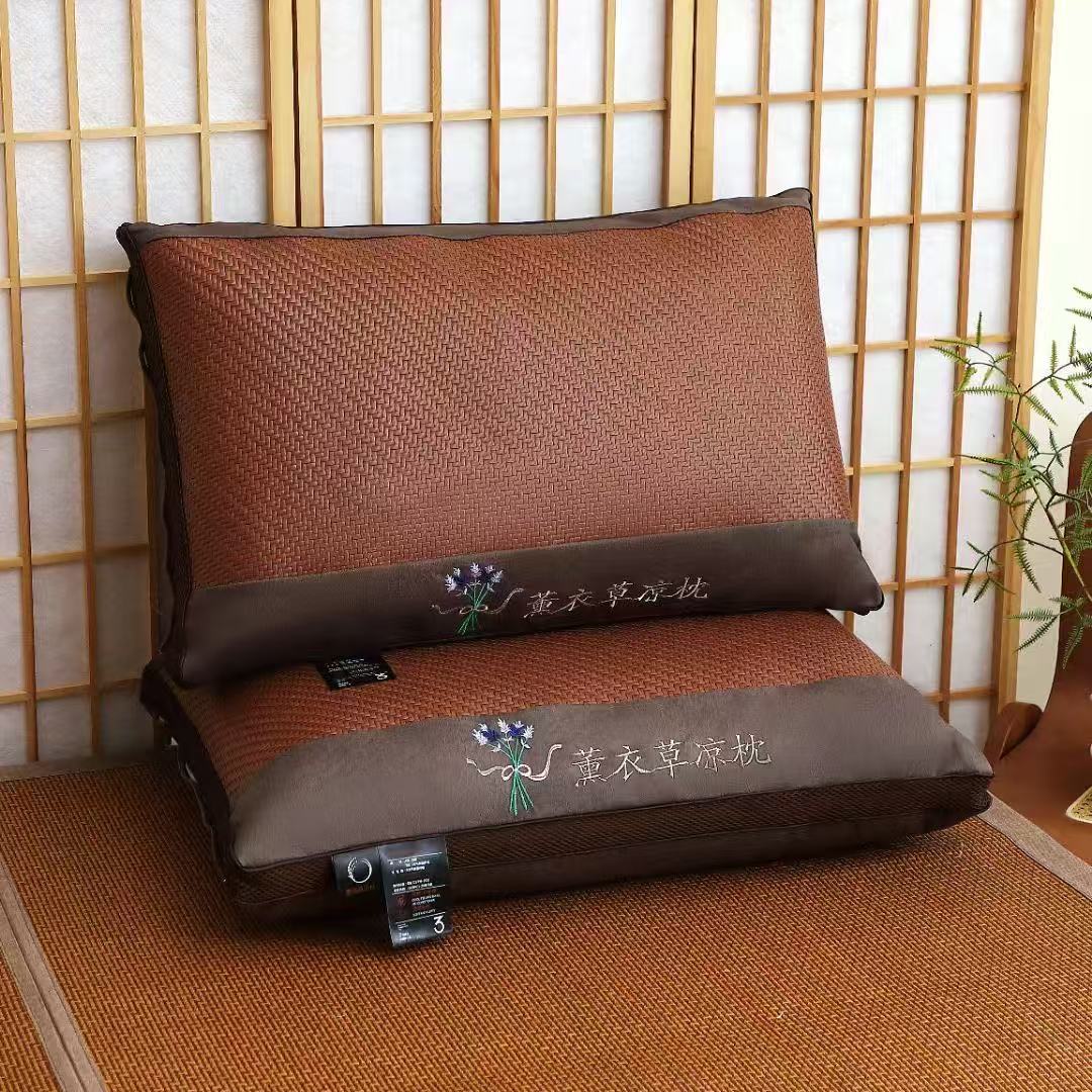 新款薰衣草热熔芯枕头枕芯夏季凉席藤席枕头夏凉枕花草礼品枕头代