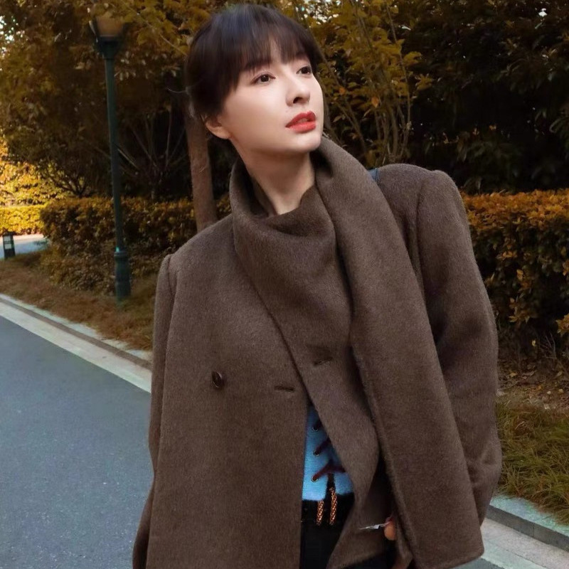 2025 Late Autumn Color Wool Double-Sided Coat for Women, Autumn High-End Woolen Short Coat for Women