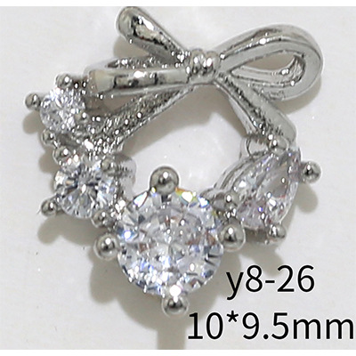 Joyería de circonio para decoración de uñas, lazo para decoración de uñas, aleación de diamantes, perla, joyería de diamantes, accesorios de decoración de libros rojos pequeños, venta al por mayor