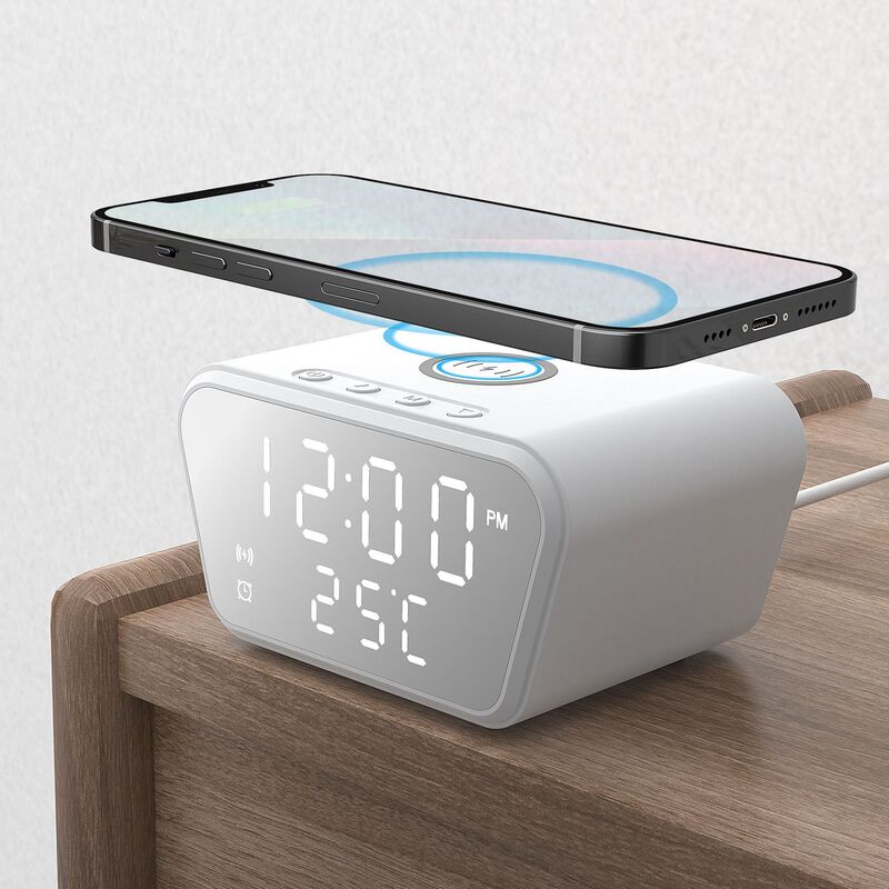 時計表示ワイヤレス充電 15W 急速充電 Apple 携帯電話に適した日付温度目覚まし時計オールインワンワイヤレス充電器|undefined