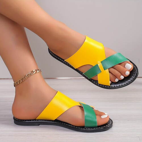 Women's Elegant Strappy Sandals Yellow and Green Soft