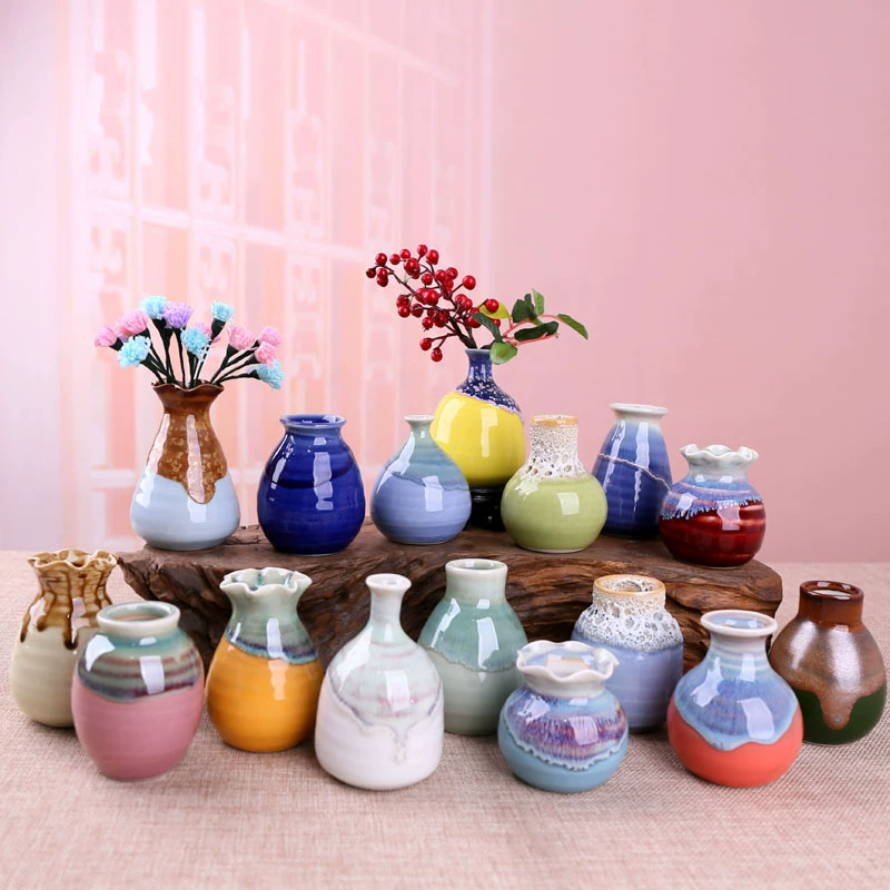 Керамическая мини Маленькая ваза Jingdezhen креативные керамические украшения полная глазурь художественная гидропонная растительная домашняя Цветочная вставка