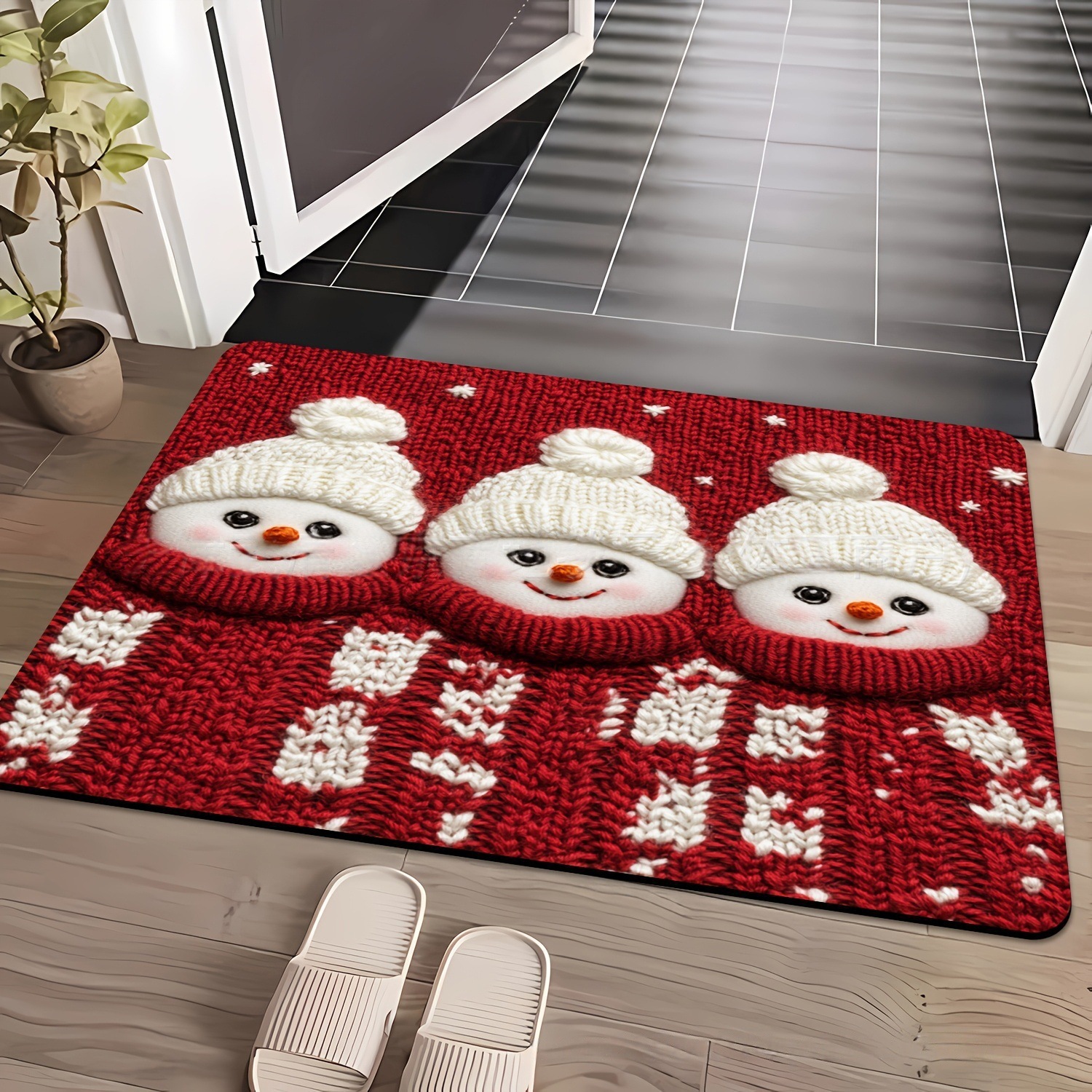 新款圣诞节日玄关水晶绒耐磨地垫家用浴室吸水防滑速干脚垫装饰垫