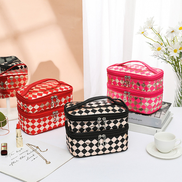 double-layer handheld cosmetic bag
