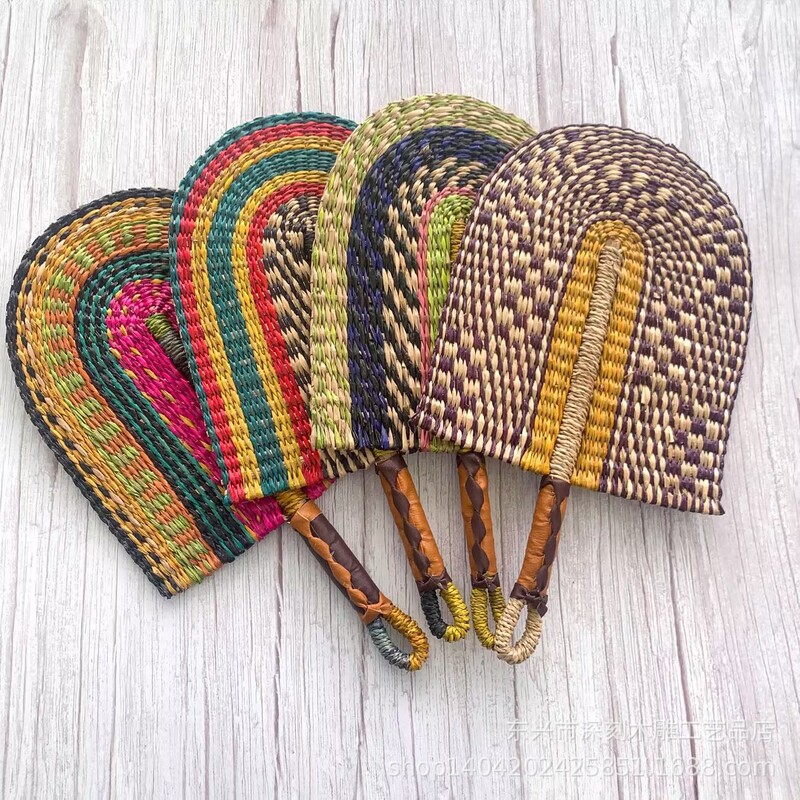 Vietnam Seaweed Woven Straw Fan Wall Hanging African Elements ins Style Wall Decoration Daily Summer Hand Pui