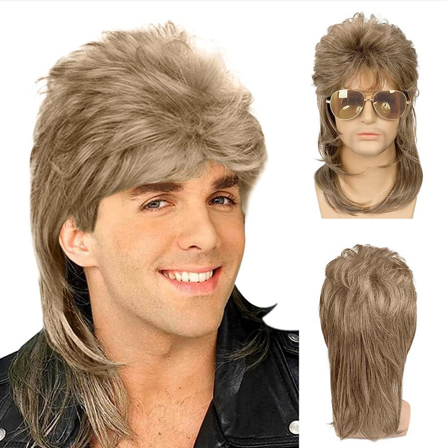 Cross-border Source European And American Retro Rock Fluffy Medium-Length Wig Men's Fashion Punk Style Manufacturer_voghion.com
