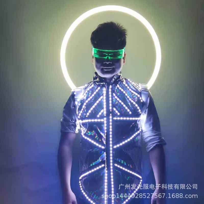 LED发光天使光圈白光光环酒吧发光马甲爆闪服装出酒权杖眼镜KTV