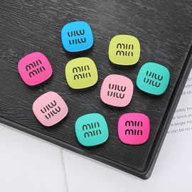 MIN字母发饰配件 糖果色方形儿童发夹配饰 手工diy制作原材料批发