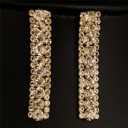 Cross-border wish European and American ladies full diamond round necklace and earrings set new fashion high-end sparkling diamond necklace