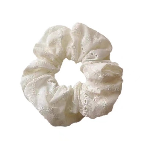 Zhao Lusi's favorite double-layer white lace hollowed-out hair tie—French-style, large-sized hair accessory for women