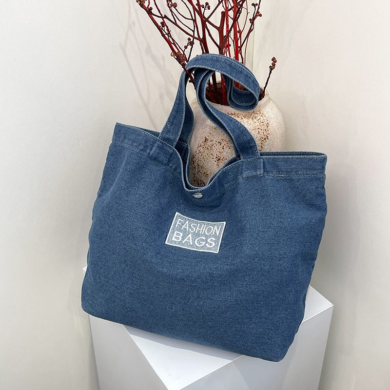 Women's washed denim shoulder bag 2024 new season versatile college high school backpack_voghion.com