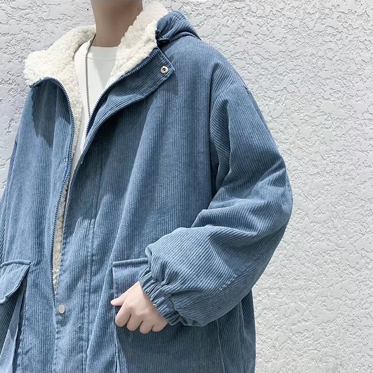 Chaqueta acolchada de algodón con capucha de estilo retro de Hong Kong para niños en invierno suelta y versátil nueva chaqueta de hombre con cremallera cálida