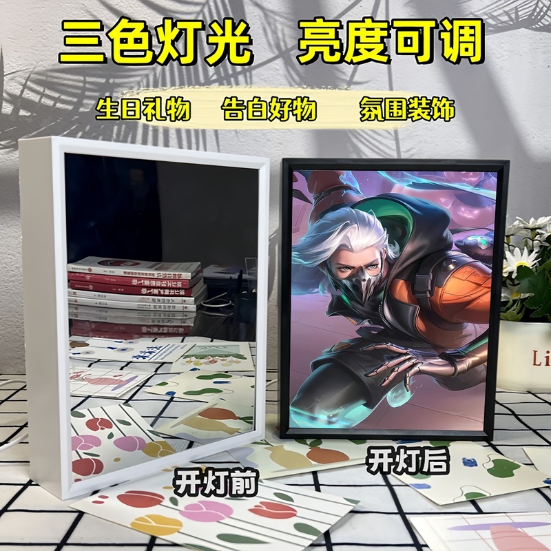 King of Glory 孫悟空 Han Xin Kai ミラーライト絵画ナイトライト絵画デスクトップフォトフレーム装飾品雰囲気ライトギフト|undefined