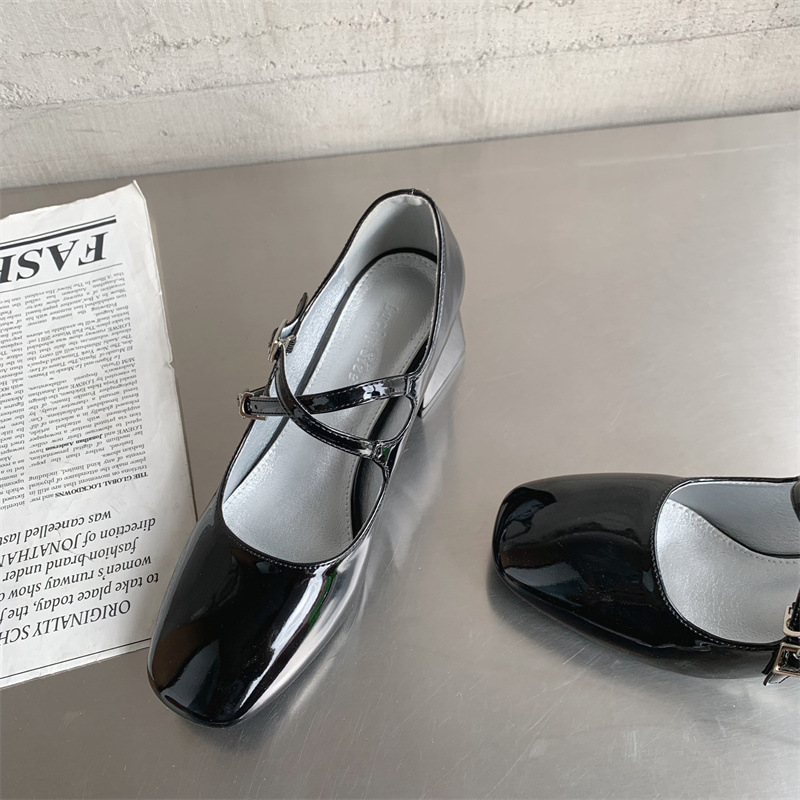 Mary Jane – talons hauts épais à Double sangle pour femmes, simples, à tête carrée, petits rouges, saison printemps et automne 2024_voghion.com