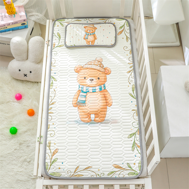 Summer Baby-Grade Cooling Latex Mat Children's Mattress Cartoon Ice Silk Kindergarten Baby Nap Soft Mat Wholesale