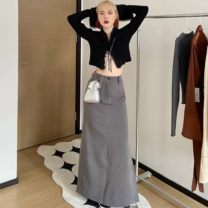 清仓黑紫毛毛针织开衫显瘦欧美辣妹系带上衣修身毛不退不换短款