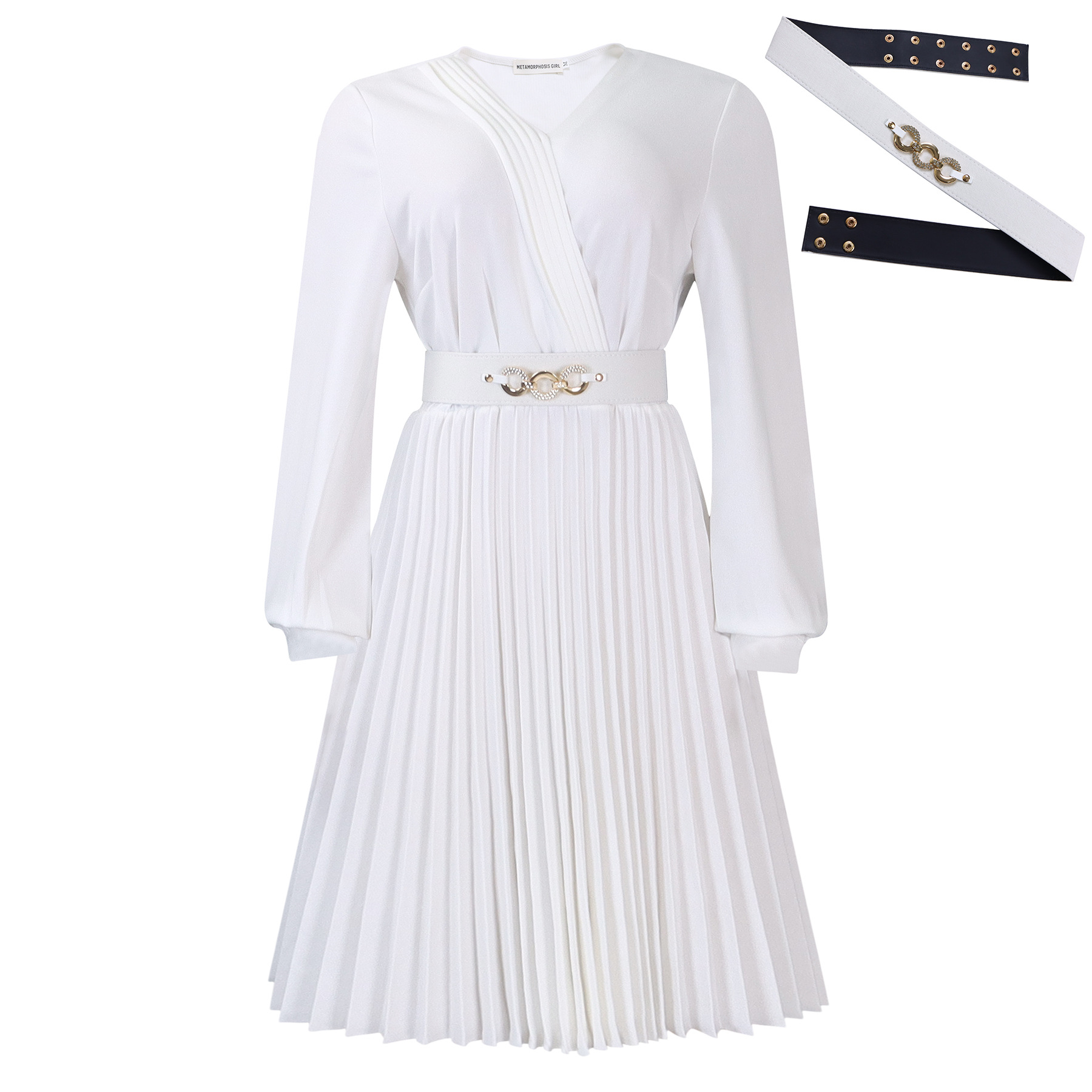 Women's Elegant V-Neck High Waist Dress