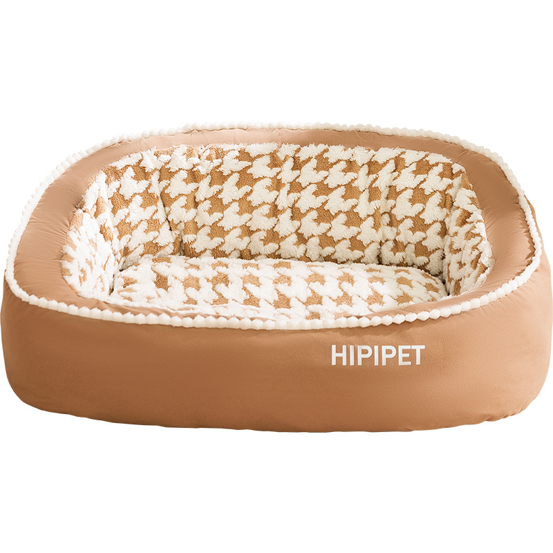 Marrón simple mil rejillas de pájaros respaldo nido oval grueso calentamiento no colapsar gran espacio otoño invierno perros perros cama de perro
