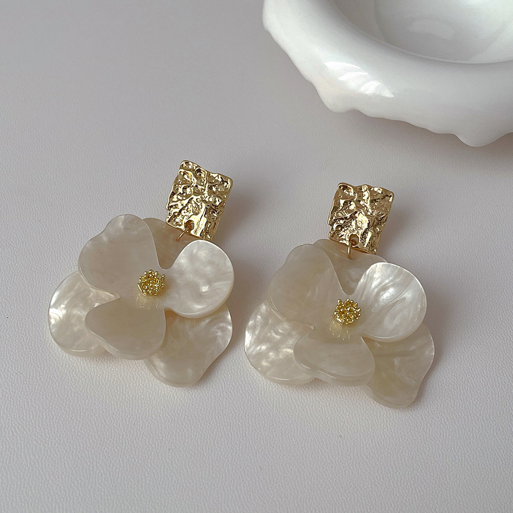 Flower Pattern 1 Pair Basic Modern Style Classic Style Flower Stoving Varnish Arylic Copper Drop Earrings