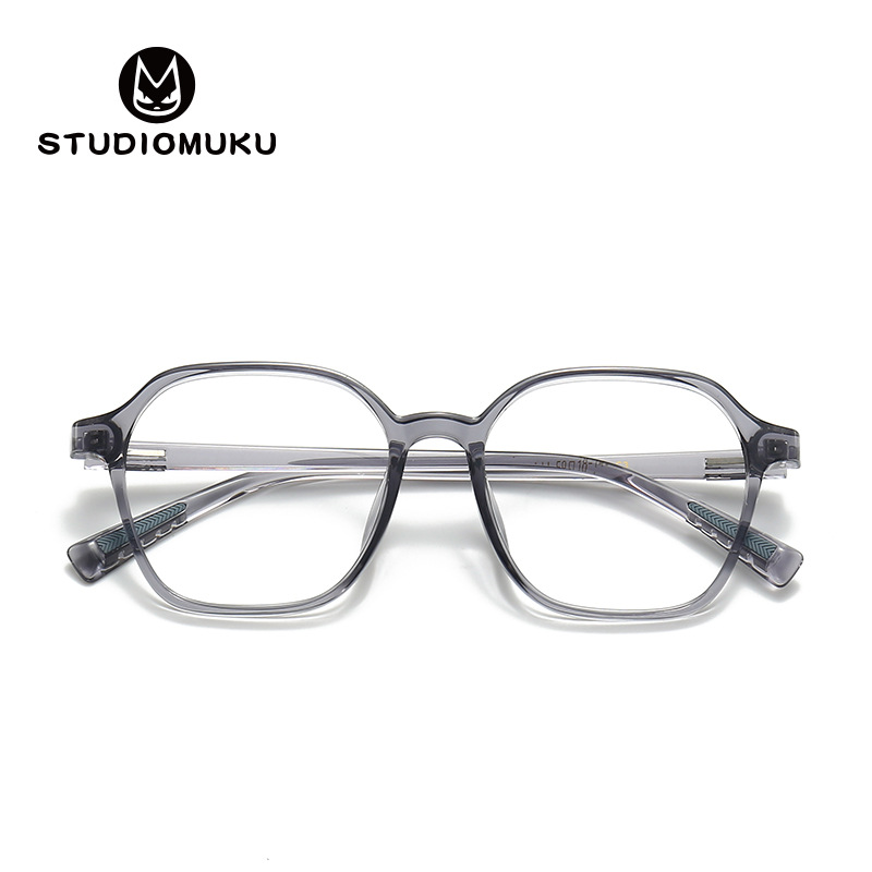 STUDIOMUKU madera fresco gafas polígono marco gafas marco decorativo liso gafas transparente marco gafas