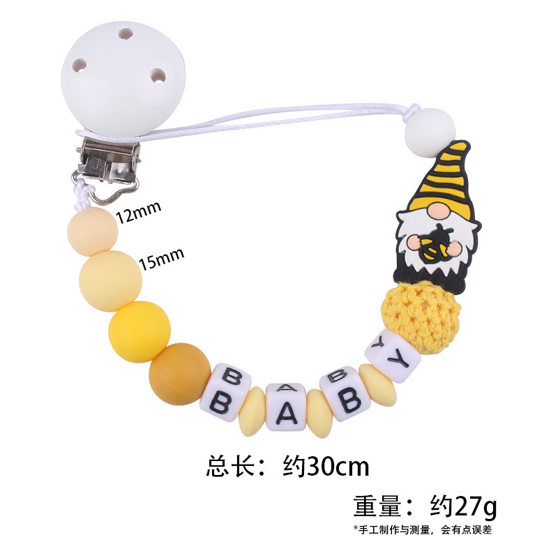 Nuevo BABY letras plásticas de madera chupeta clips Santa Claus silicona bebé pacificador chupeta cadena anti-caída cadena