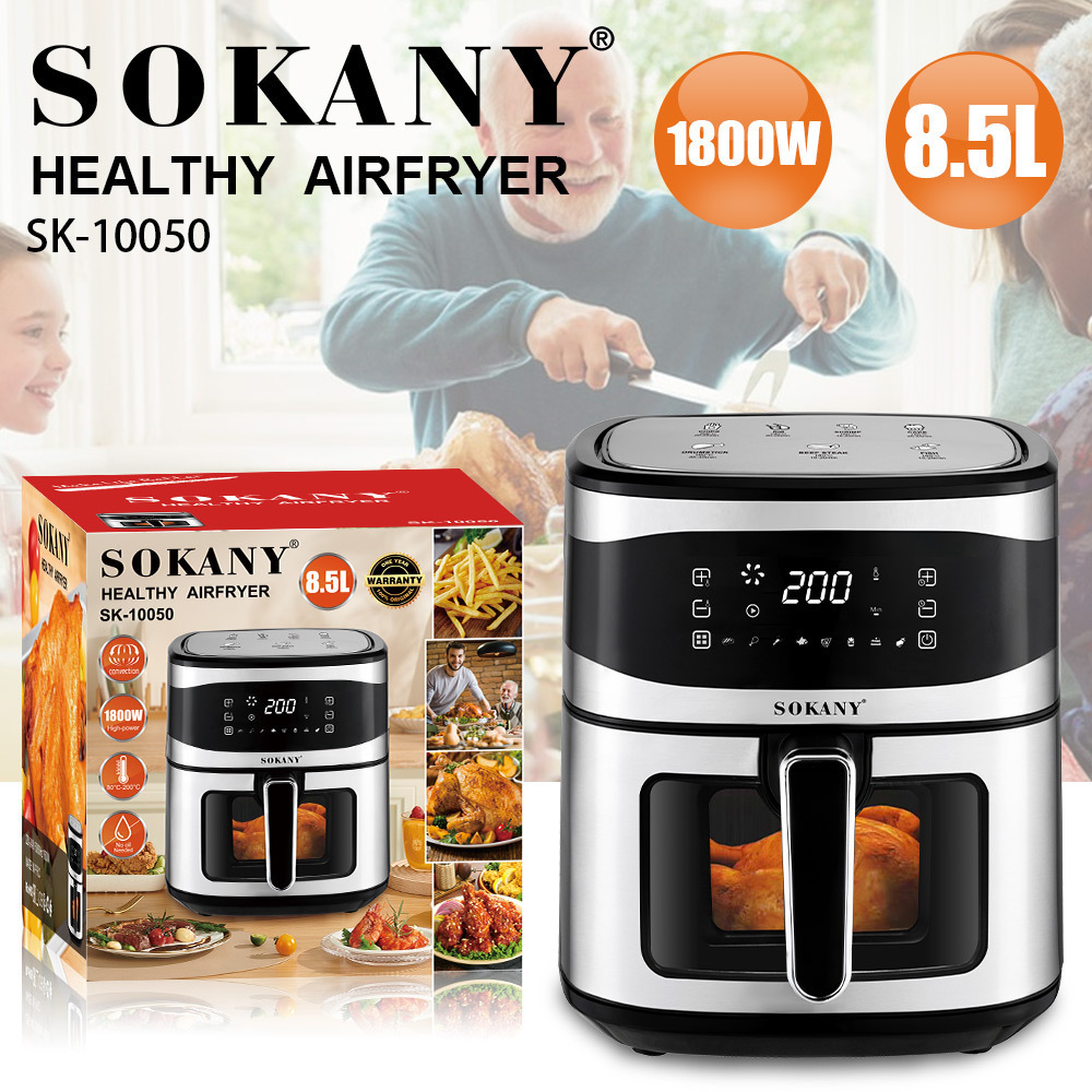 Foreign Trade Cross-Border 10050 Air Fryer. 5L Stainless Steel Touch Screen Fryer, Multifunctional Electric Fryer for Home Use, Sokany