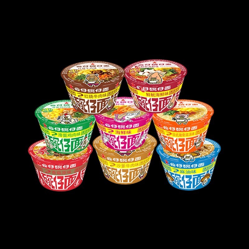 香港公仔面大碗碗面碗仔面速食方便面网红泡面组合车仔面整箱混搭|undefined