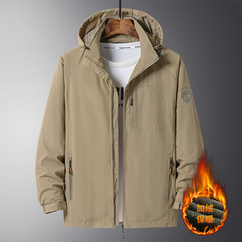 Chaqueta con capuz para hombres primavera y otoño chaqueta 2023 nuevo tamaño grande engrosado chaqueta de asalto para hombres multi-bolsillo chaqueta de aire casual para hombres