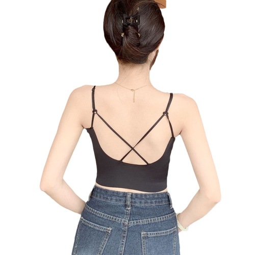 Ice Silk Beauty Backless Straps Bralette for Women - Summer Invisible Straps with Padded Bralette - One-Piece Outerwear Bralette for Layering and Lingerie