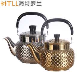 不锈钢清泉直型钻纹茶壶带滤网提壶饭店烧水壶户外泡茶壶批发