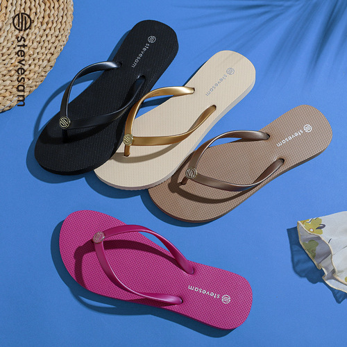 Cross-border  new summer flip-flops women's flat outer wear seaside beach slippers women's non-slip slippers multi-color