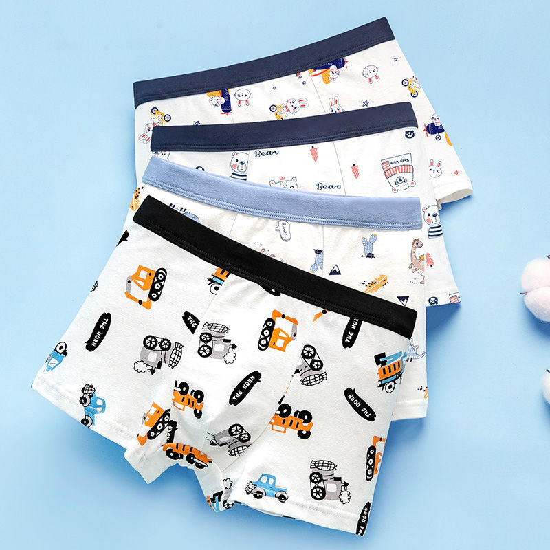 Children's Underwear for Boys, Summer Pajama Shorts for Toddlers, Pure Cotton Four-Point Shorts for Older Children, Flat Seam Bottoms for Young Boys, Thin Model