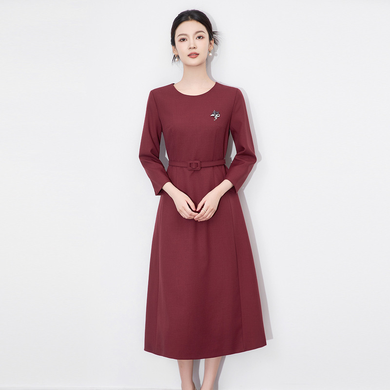 2511908-Nanyou Accessible Luxury High-End French Tailoring Elegant Work Clothing Waist Dress Mid-Length Elegant Women