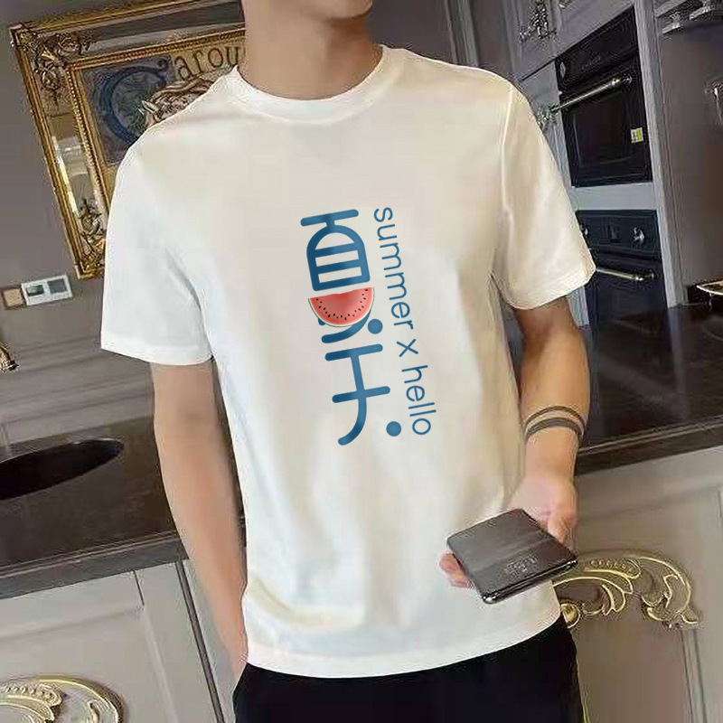 El Comercio exterior transfronterizo nueva camiseta casual de los hombres cuello redondo de manga corta Camiseta de los hombres Slim impreso deportes camisa de fondo