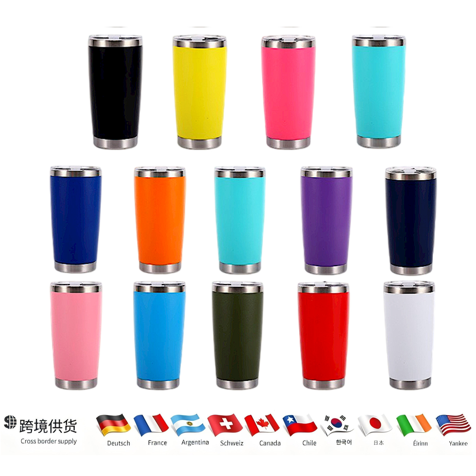 20oZ双层不锈钢保温杯大容量车载汽车杯便携啤酒杯运动密封定制