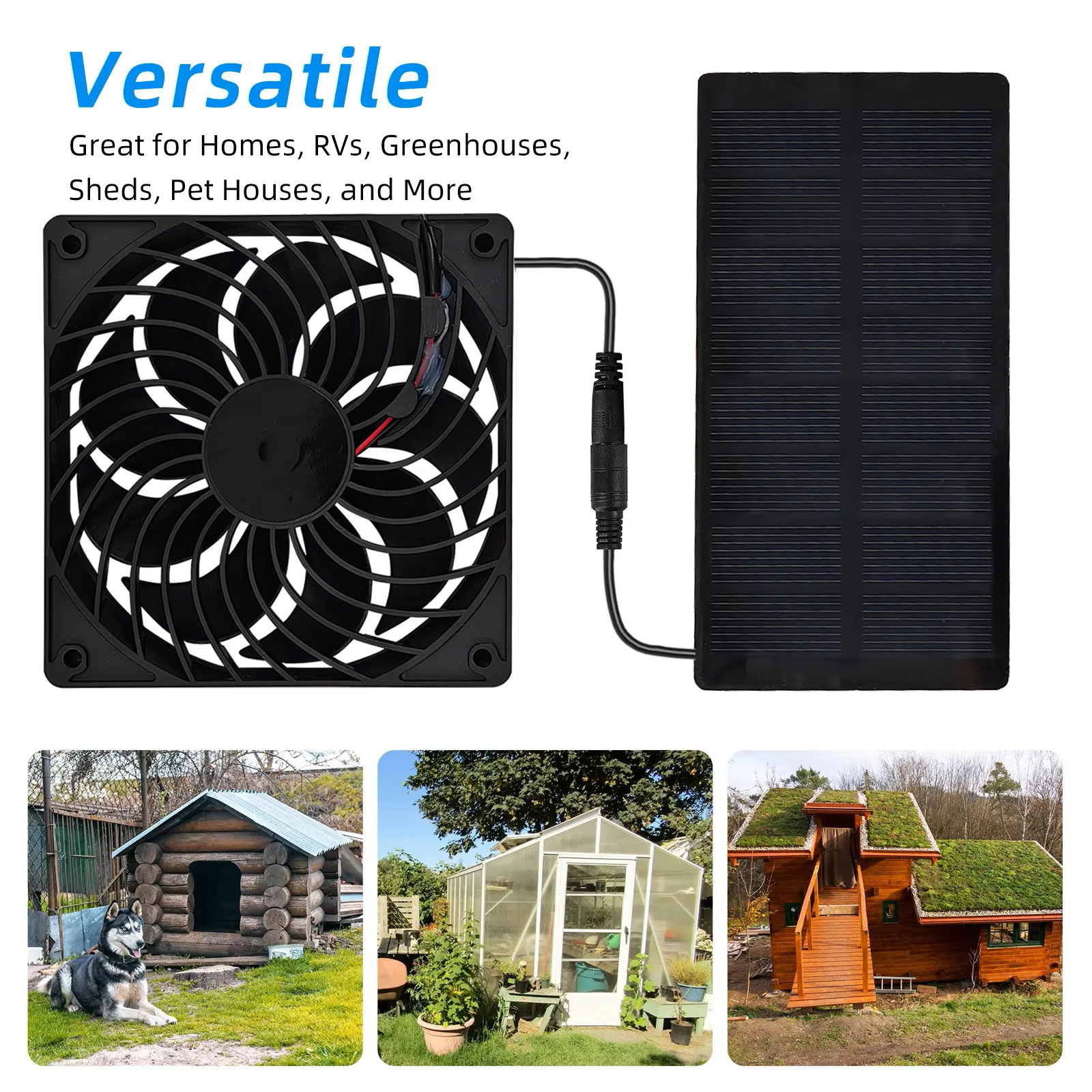 Small air fan solar-powered for traveling, pet, car and boat