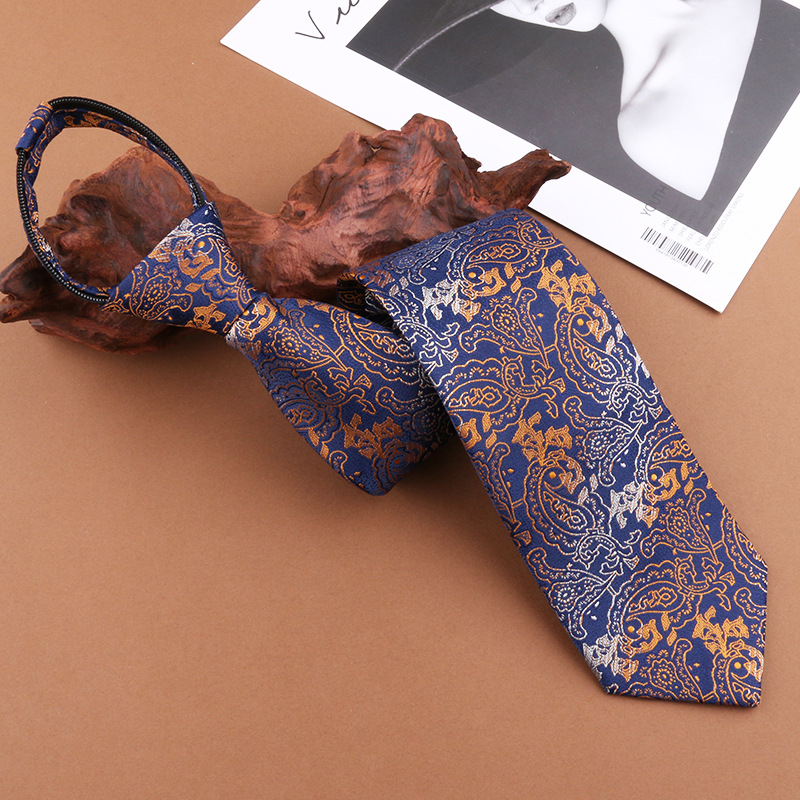 免打蓝底富贵腰果领带 (1)