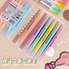 Dual-headed fluorescent highlighter fluorescent marking pen student use marker colored for note-taking specialized thick highlighting light-colored pen