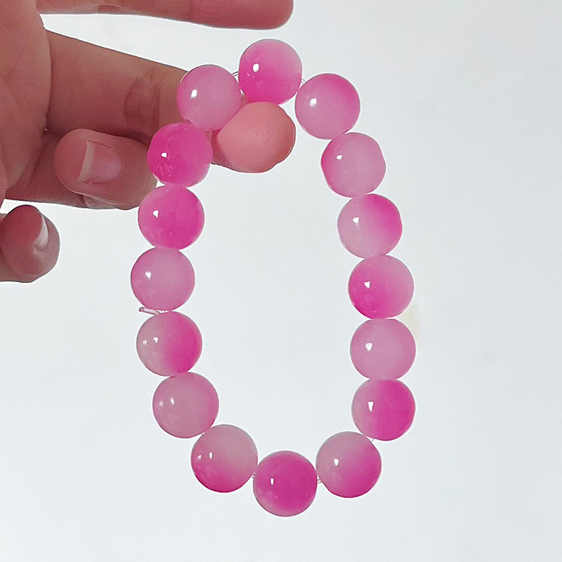 Peach round Beads Bracelet Pliable Temperament Gradient Color Ice Transparent Pink Blue Multi-Color Hand Toy Female Student Hand Play Fashion