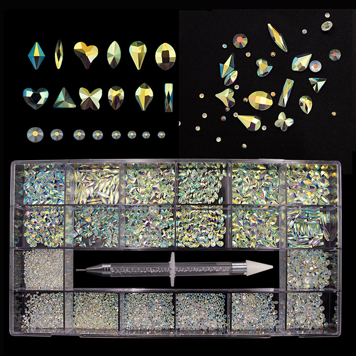 Comercio exterior transfronterizo 21 rejilla de uñas taladro especial en forma de diamante Amazon traje de uñas DIY joyería de uñas taladro de uñas