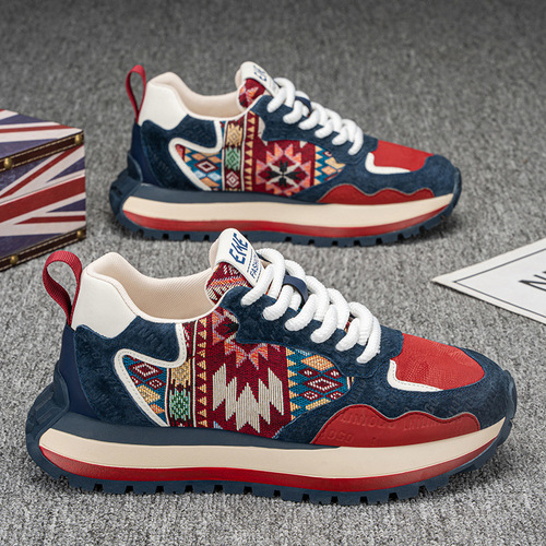 2025 Spring and Autumn New Men's Shoes Trendy Fashion Print Embroidered Sports Casual Shoes Comfortable Thick Sole Height Shoes for Men