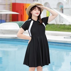 特大碼泳衣女胖200斤寬鬆保守學生競速干連體裙式平角溫泉泳裝廠