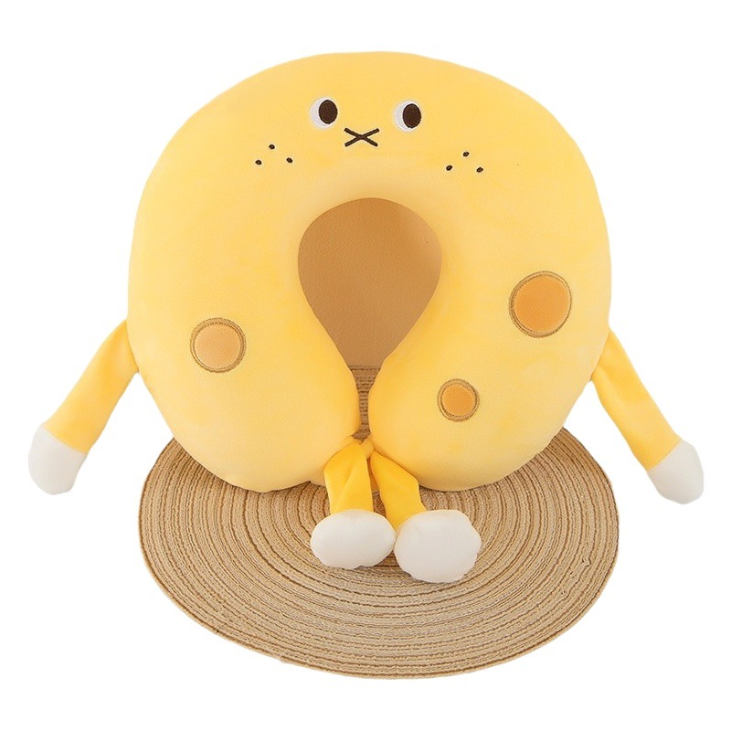 Almohada en forma de U de viaje linda de dibujos animados - Venta al por mayor de fábrica, espuma de memoria de rebote lento, almohada para el cuello, ideal para viaje y siesta de oficina