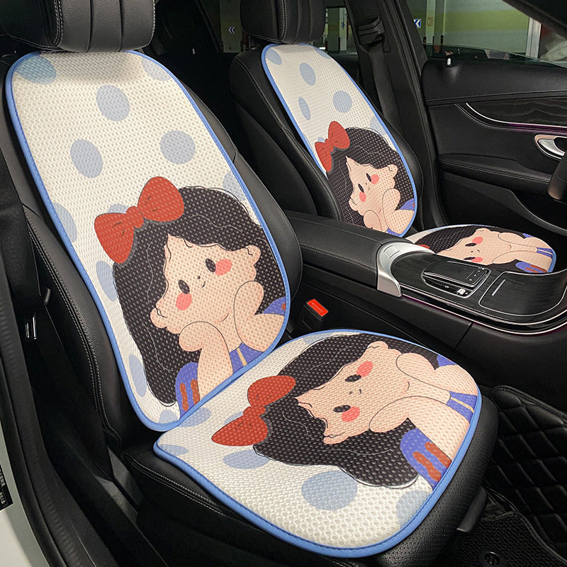 Car seat cushion summer four seasons universal model, cartoon cute princess single seat ventilation ice silk cushion for women