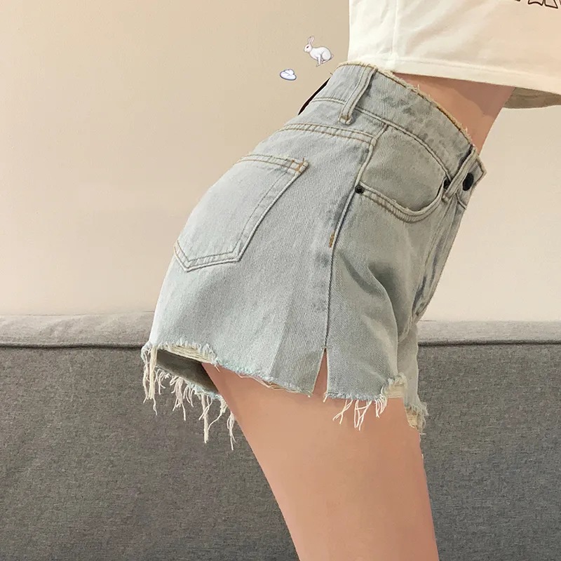 달콤한 뜨거운 데님 반바지 여성 여름 느슨한 캐주얼 루즈 와이드 레그 바지 높은 허리 슬리밍 A 라인 핫 팬츠