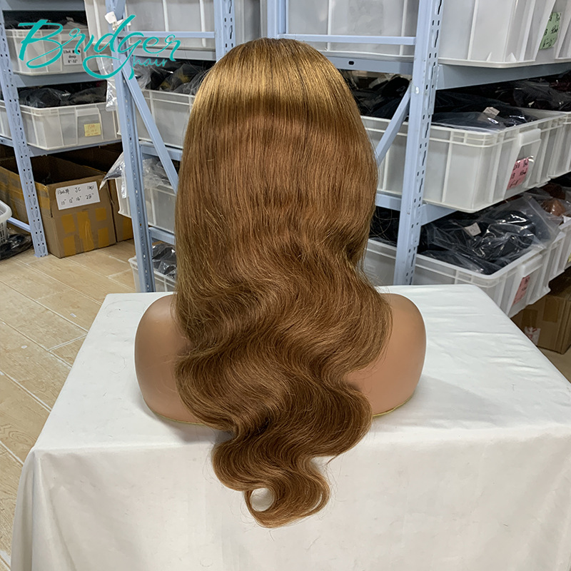 13*4 Lace Hoofddeksel Menselijk Haar Kleur #8 Menselijk Haar kant frontale pruiken_voghion.com