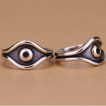 千叶复古全视之眼戒指泰银做旧复古上帝之眼饰男潮款魔眼开口戒指