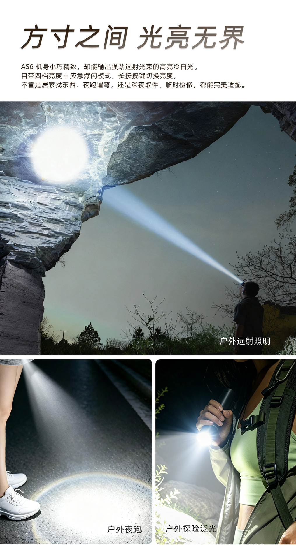 Wanxingtu Strong Light Flashlight, Drop-Resistant, Magnetic, Ultra-Long Battery Life, Outdoor Lighting, Ultra-Bright, Zoomable, Emergency Portable Light